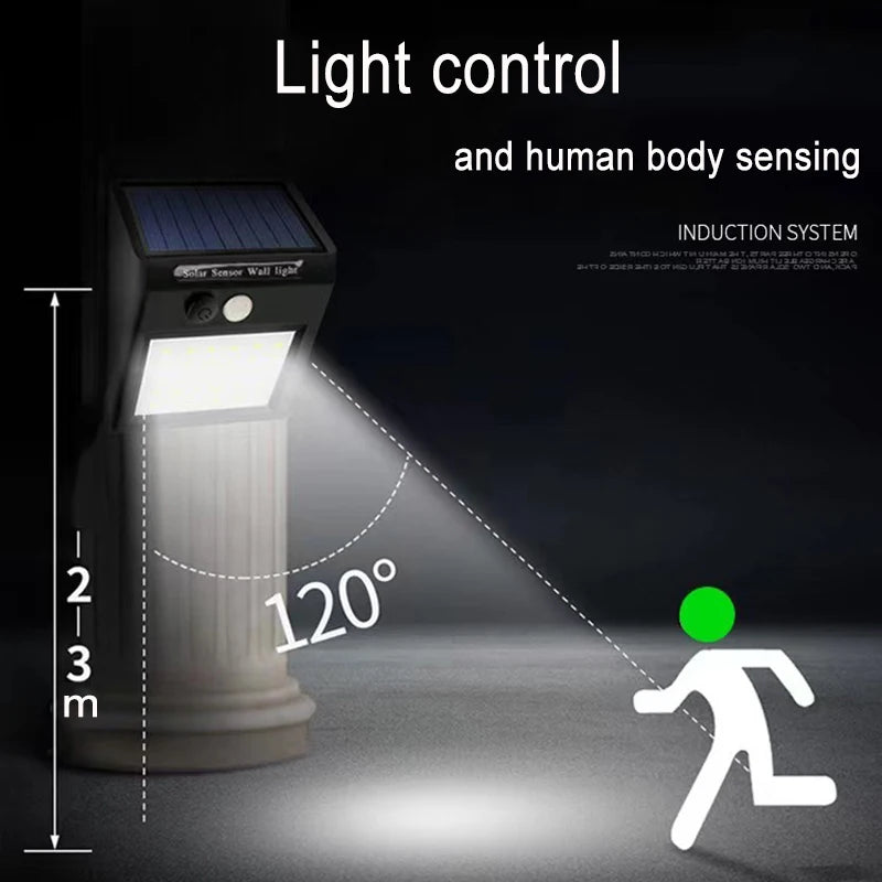 Lampe murale solaire  avec détecteur de mouvement  avec capteur LED, imperméable