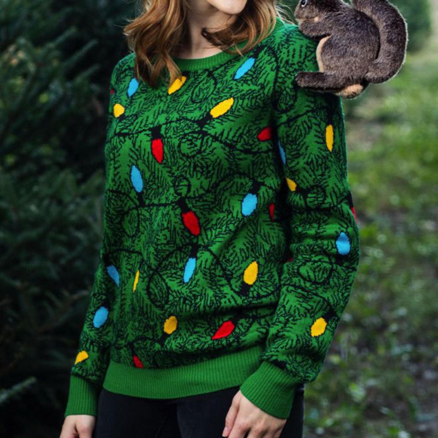 Women's Green Christmas Sweater Snowflakes Crewneck Loose Pullover Long Sleeve Funny Knit Jumper Stylish High Quality Pullovers